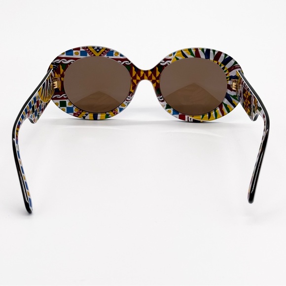 NEW DOLCE&GABBANA DG4448 3217/73 WOMEN SUNGLASSES BROWN HAVANA ROUND EYEWEAR D&G - Picture 7 of 10